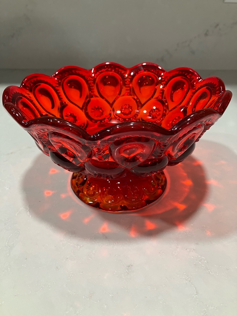 Vintage L.E. Smith Glass compote bowl in the popular "Moon and Stars" pattern